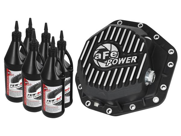 aFe Power - aFe Power Pro Series Rear Differential Cover Black w/ Machined Fins & Gear Oil Ford Diesel Trucks 17-23 V8-6.7L (td) (Dana M275-14) - 46-70352-WL - Image 1