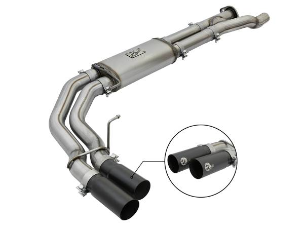 aFe Power - aFe Power Rebel Series 3 IN 409 Stainless Steel Cat-Back Exhaust System w/Black Tip Ford F-150 Raptor 17-20 V6-3.5L (tt) - 49-43091-B - Image 1