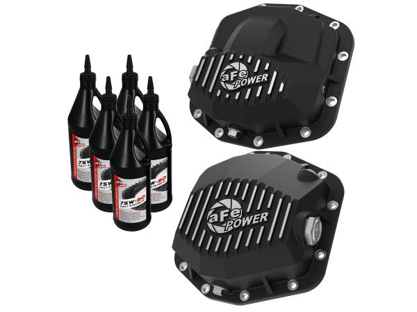 aFe Power - aFe Power Pro Series Differential Cover Black w/ Machined Fins & Gear Oil Jeep Wrangler (JL) 18-24 L4-2.0L (t)/ V6-3.6L (Dana M220) - 46-7100AB - Image 1
