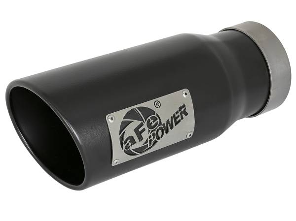 aFe Power - aFe Power MACH Force-Xp 409 Stainless Steel Clamp-on Exhaust Tip Black 4 IN Inlet x 5 IN Outlet x 12 IN L - 49T40502-B12 - Image 1
