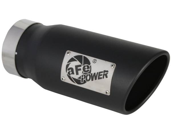 aFe Power - aFe Power MACH Force-Xp 409 Stainless Steel Clamp-on Exhaust Tip Black 4 IN Inlet x 5 IN Outlet x 12 IN L - 49T40501-B12 - Image 1