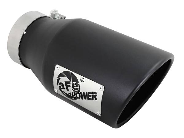 aFe Power - aFe Power MACH Force-Xp 409 Stainless Steel Clamp-on Exhaust Tip Black 4 IN Inlet x 6 IN Outlet x 12 IN L - 49T40601-B12 - Image 1