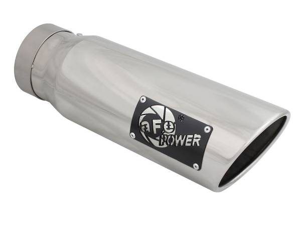aFe Power - aFe Power MACH Force-Xp 409 Stainless Steel Clamp-on Exhaust Tip Polished 4 IN Inlet x 5 IN Outlet x 15 IN L - 49T40501-P15 - Image 1