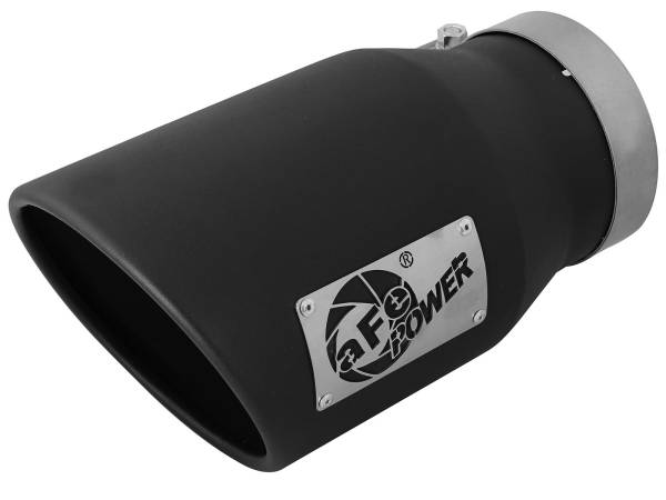 aFe Power - aFe Power MACH Force-Xp 409 Stainless Steel Clamp-on Exhaust Tip Black - Left - Exit 5 IN Inlet x 7 IN Outlet x 12 IN L - 49T50702-B12 - Image 1