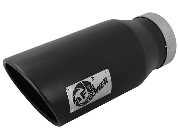 aFe Power - aFe Power MACH Force-Xp 409 Stainless Steel Clamp-on Exhaust Tip Black - Left - Exit 5 IN Inlet x 7 IN Outlet x 15 IN L - 49T50702-B15 - Image 1