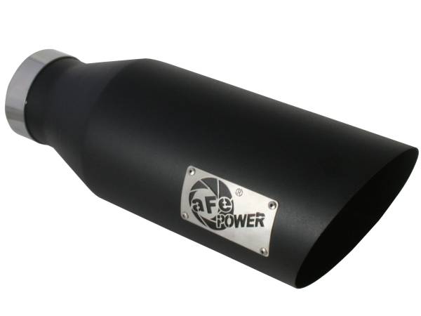 aFe Power - aFe Power MACH Force-Xp 409 Stainless Steel Clamp-on Exhaust Tip Black 4 IN Inlet x 7 IN Outlet x 18 IN L - 49-92023-B - Image 1