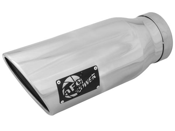 aFe Power - aFe Power MACH Force-Xp 304 Stainless Steel Clamp-on Exhaust Tip Polished - Left - Exit 4 IN Inlet x 6 IN Outlet x 15 IN L - 49T40602-P15 - Image 1