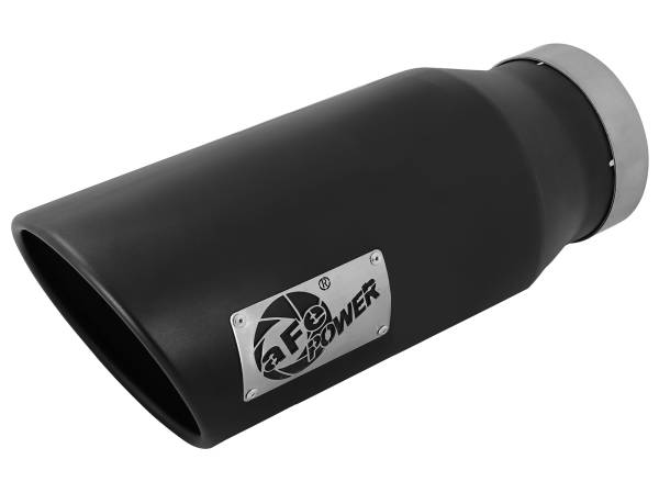 aFe Power - aFe Power MACH Force-Xp 409 Stainless Steel Clamp-on Exhaust Tip Black 4 IN Inlet x 6 IN Outlet x 15 IN L - 49T40602-B15 - Image 1