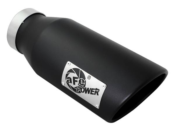 aFe Power - aFe Power MACH Force-Xp 409 Stainless Steel Clamp-on Exhaust Tip Black 4 IN Inlet x 6 IN Outlet x 15 IN L - 49T40601-B15 - Image 1