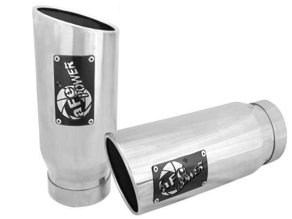 aFe Power - aFe Power MACH Force-Xp 409 Stainless Steel Clamp-on Exhaust Tip Polished Pair 4 IN Inlet x 5 IN Outlet x 12 IN L - 49T40506-P12 - Image 1