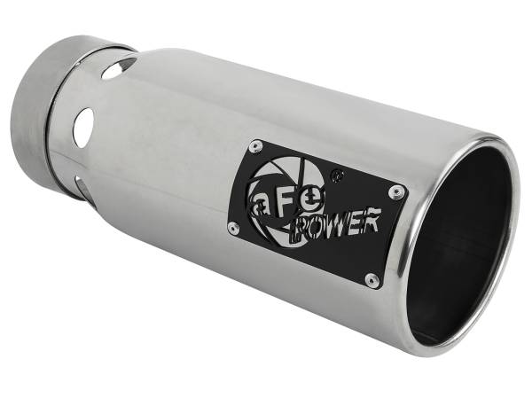aFe Power - aFe Power SATURN 4S 304 Stainless Steel Intercooled Clamp-on Exhaust Tip Polished 4 IN Inlet x 5 IN Outlet x 12 IN L - 49T40501-P122 - Image 1