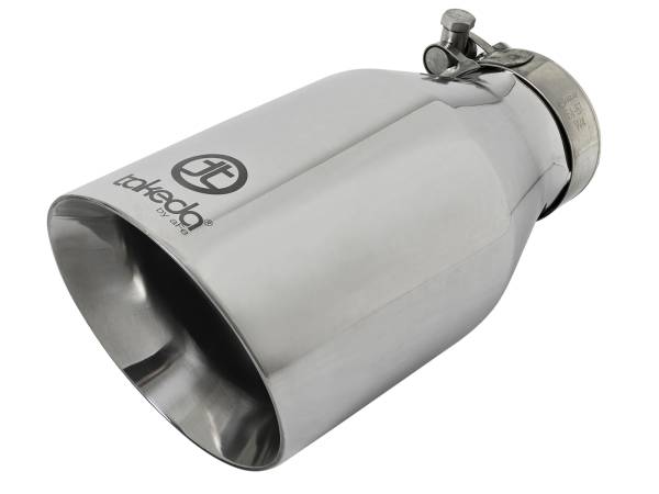 aFe Power - aFe Power Takeda 304 Stainless Steel Clamp-on Exhaust Tip Polished 2-1/2 IN Inlet x 4-1/2 IN Outlet x 9 IN L - 49T25454-P09 - Image 1