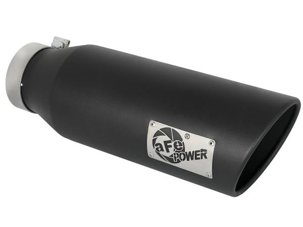 aFe Power - aFe Power MACH Force-Xp 409 Stainless Steel Clamp-on Exhaust Tip Black 4 IN Inlet x 6 IN Outlet x 18 IN L - 49T40601-B18 - Image 1