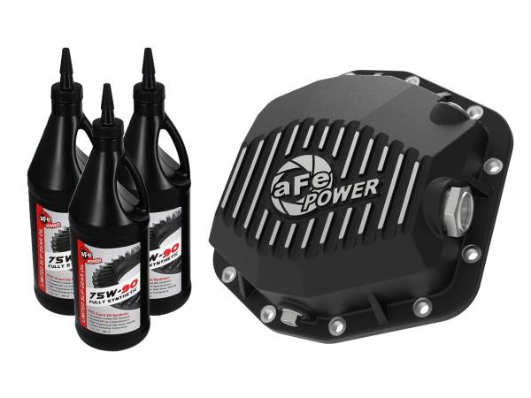 aFe Power - aFe Power Pro Series Rear Differential Cover Black w/ Machined Fins & Gear Oil Jeep Wrangler (JL) 18-24 L4-2.0L (t)/ V6-3.6L (Dana M220) - 46-71001B - Image 1