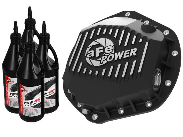 aFe Power - aFe Power Pro Series Rear Differential Cover Black w/ Machined Fins & Gear Oil GM Diesel Trucks 01-19 V8-6.6L (td) LB7/LLY/LBZ/LMM/LML/L5P - 46-71061B - Image 1
