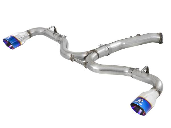 aFe Power - aFe Power Takeda 3 IN to 2-1/2 IN 304 Stainless Steel Axle-Back Exhaust w/ Blue Flame Tip Hyundai Elantra GT 18-20 L4-1.6L (t) - 49-37002-1L - Image 1