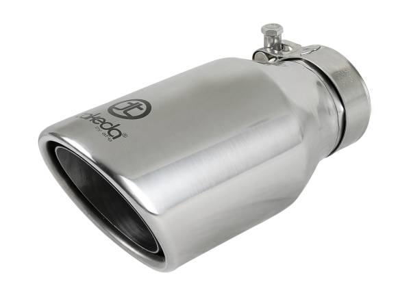 aFe Power - aFe Power Takeda 304 Stainless Steel Clamp-on Exhaust Tip Polished 2-1/2 IN Inlet x 4 IN Outlet x 8 IN L - 49T25404-P08 - Image 1