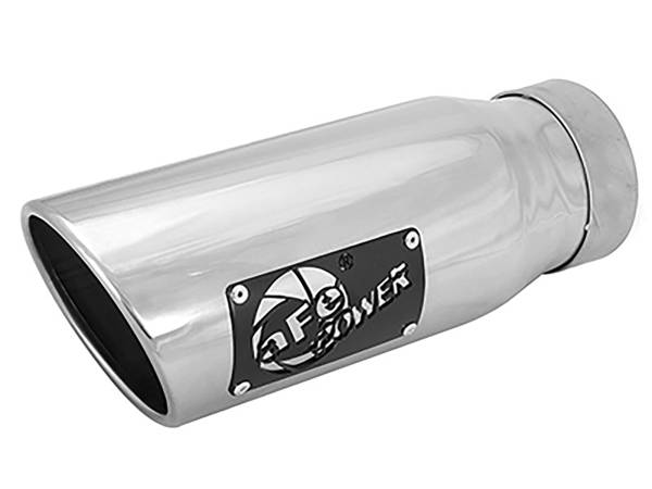 aFe Power - aFe Power MACH Force-Xp 304 Stainless Steel Clamp-on Exhaust Tip Polished - Left - Exit 3-1/2 IN Inlet x 4-1/2 IN Outlet x 12 IN L - 49T35452-P12 - Image 1