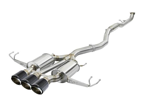 aFe Power - aFe Power Takeda 3 IN 304 Stainless Steel Cat-Back Exhaust System w/ Carbon Fiber Tips Honda Civic Type R 17-21 L4-2.0L (t) - 49-36623-C - Image 1