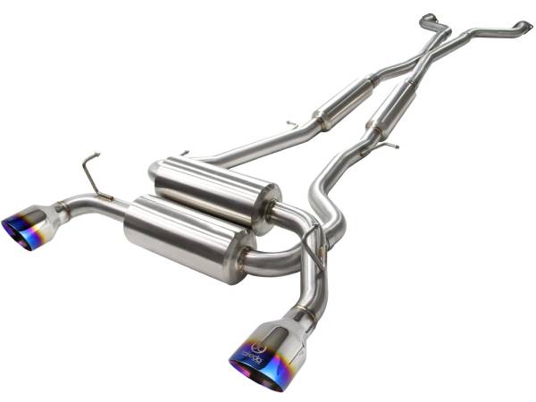 aFe Power - aFe Power Takeda 2-1/2 IN 304 Stainless Steel Cat-Back Exhaust System w/ Blue Flame Tips Infiniti G37 08-13/Q60 14-15 V6-3.7L (VQ37VHR) - 49-36103-L - Image 1