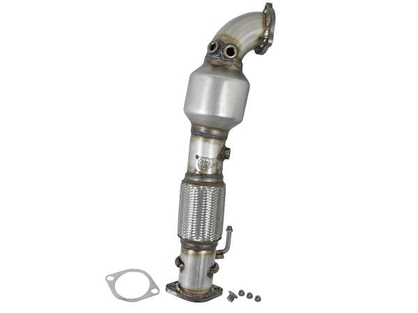 aFe Power - aFe Power Twisted Steel Downpipe 2-1/2 IN 304 Stainless Steel w/ Cat Hyundai Elantra 17-18 L4-1.6L (t) - 48-37001-1HC - Image 1