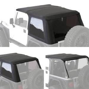 Smittybilt - Smittybilt Bowless Combo Top w/Tinted Windows Marine Grade Durable Vinyl Coated Soft Top OEM Diamond Style Fabric 30ml DOT Tinted Glass Black - 9973235 - Image 9