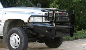 Fab Fours - Fab Fours Black Steel Front Ranch Bumper 2 Stage Black Powder Coated w/Full Grill Guard Incl. Light Cut-Outs - DR94-S1560-1 - Image 3