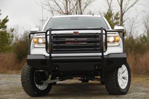 Fab Fours - Fab Fours Black Steel Front Ranch Bumper 2 Stage Black Powder Coated w/Full Grill Guard Incl. Light Cut-Outs - GM07-K2160-1 - Image 5