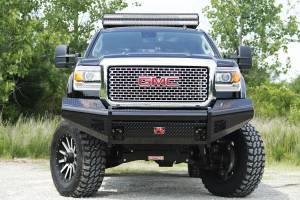 Fab Fours - Fab Fours Black Steel Front Ranch Bumper 2 Stage Black Powder Coated w/o Full Grill Guard Incl. Light Cut-Outs - GM08-S2161-1 - Image 3