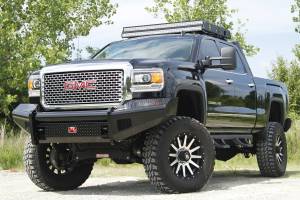 Fab Fours - Fab Fours Black Steel Front Ranch Bumper 2 Stage Black Powder Coated w/o Grill Guard w/Tow Hooks - GM14-S3161-1 - Image 4