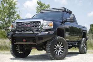 Fab Fours - Fab Fours Black Steel Front Ranch Bumper 2 Stage Black Powder Coated w/Pre-Runner Grill Guard And Tow Hooks - GM14-S3162-1 - Image 4
