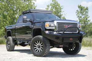 Fab Fours - Fab Fours Black Steel Front Ranch Bumper 2 Stage Black Powder Coated w/Pre-Runner Grill Guard And Tow Hooks - GM14-S3162-1 - Image 5