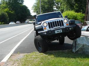 Fab Fours - Fab Fours Lifestyle Winch Front Bumper 2 Stage Black Powder Coated w/o Grill Guard Incl. Winch Mount/1 in. D-Ring Mounts/Light Cut-Outs w/Hella 90mm Fog Lamps And 60mm Turn Signals - JK07-B1851-1 - Image 3