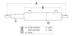 PSC Steering - PSC Steering Single Ended Steering Cylinder Kit, 1.5 Inch X 6.0 Inch X 0.6250 Inch Rod - SC2206K - Image 2