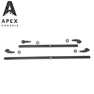 Apex Chassis - Apex Chassis Heavy Duty 1 Ton Tie Rod & Drag Link Assembly in Black Aluminum Fits: 07-18 Jeep Wrangler JK JKU Rubicon Sahara Sport. Note this NO-FLIP kit fits vehicles with a lift of 3.5 inches or less - KIT150-NoFlip