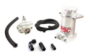 PSC Steering Pro Touring Type II Power Steering Pump and Brushed Aluminum Remote Reservoir Kit for Rack and Pinion Applications - PK1150X