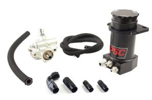 PSC Steering Pro Touring Type II Power Steering Pump and Black Anodized Hydroboost Remote Reservoir Kit for Rack and Pinion Applications - PK1150XH-A