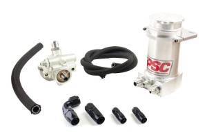 PSC Steering Pro Touring Type II Power Steering Pump and Brushed Aluminum Hydroboost Remote Reservoir Kit for Steering Gearbox Applications - PK1100XH