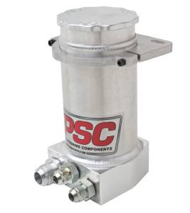 PSC Steering Pro Touring Brushed Aluminum Hydroboost Remote Reservoir Kit, 2X #6AN Return #10AN Feed - SR146H-6-10-SB