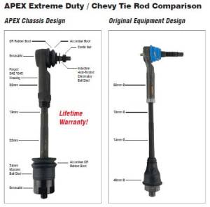 Apex Chassis - Apex Chassis Heavy Duty Tie Rod Assembly Fits: 01-06 Chevy Silverado/Suburban/Sierra 1500 HD/2500/3500  01-13 GMC Yukon XL 2500  02-06 Avalanche 2500  Includes: Left & Right Inner & Outer Tie Rod - KIT109 - Image 2