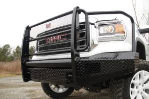 Fab Fours Black Steel Front Ranch Bumper 2 Stage Black Powder Coated w/Full Grill Guard Incl. Light Cut-Outs - GM07-K2160-1