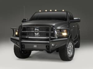 Fab Fours Elite Front Bumper 2 Stage Black Powder Coated w/Full Grill Guard Incl. Light Cut-Outs - DR10-Q2960-1