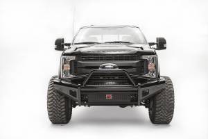 Fab Fours Black Steel Front Ranch Bumper 2 Stage Black Powder Coated w/Pre-Runner Guard w/Tow Hook - FS17-S4162-1