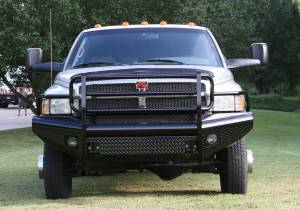 Fab Fours Black Steel Front Ranch Bumper 2 Stage Black Powder Coated w/Full Grill Guard Incl. Light Cut-Outs - DR94-S1560-1