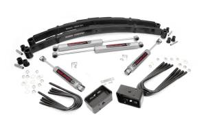 Rough Country Suspension Lift Kit w/Shocks 2 in. Lift Incl. Leaf Springs Brake Line Reloc. U-Bolts Blocks Hardware Front and Rear Premium N3 Shocks - 140-88-9230
