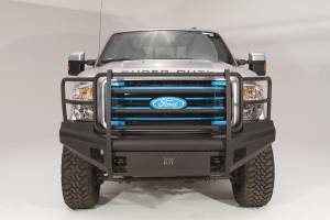 Fab Fours Elite Front Bumper 2 Stage Black Powder Coated w/Full Grill Guard Incl. Light Cut-Outs - FS99-Q1660-1