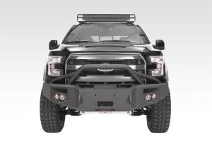Fab Fours Premium Heavy Duty Winch Front Bumper 2 Stage Black Powder Coated w/Pre-Runner Grill Guard Incl. 1 in. D-Ring Mounts/Light Cut-Outs w/Hella 90mm Fog Lamps/60mm Turn Signals - FF15-H3252-1