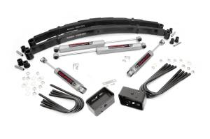 Rough Country Suspension Lift Kit w/Shocks 2 in. Lift Incl. Leaf Springs Brake Line Reloc. U-Bolts Blocks Hardware Front and Rear Premium N3 Shocks - 135-88-9230