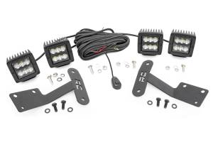 Rough Country LED Lower Windshield Ditch Kit 2 in. LED Cube Pair IP67 Waterproof Rating Aluminum Black Series Spot Pattern - 70835