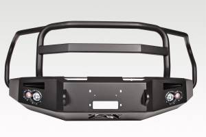 Fab Fours Premium Heavy Duty Winch Front Bumper Uncoated/Paintable w/Full Grill Guard Incl. 1 in. D-Ring Mounts/Light Cut-Outs w/Hella 90mm Fog Lamps And 60mm Turn Signals [AWSL] - FF15-H3250-B